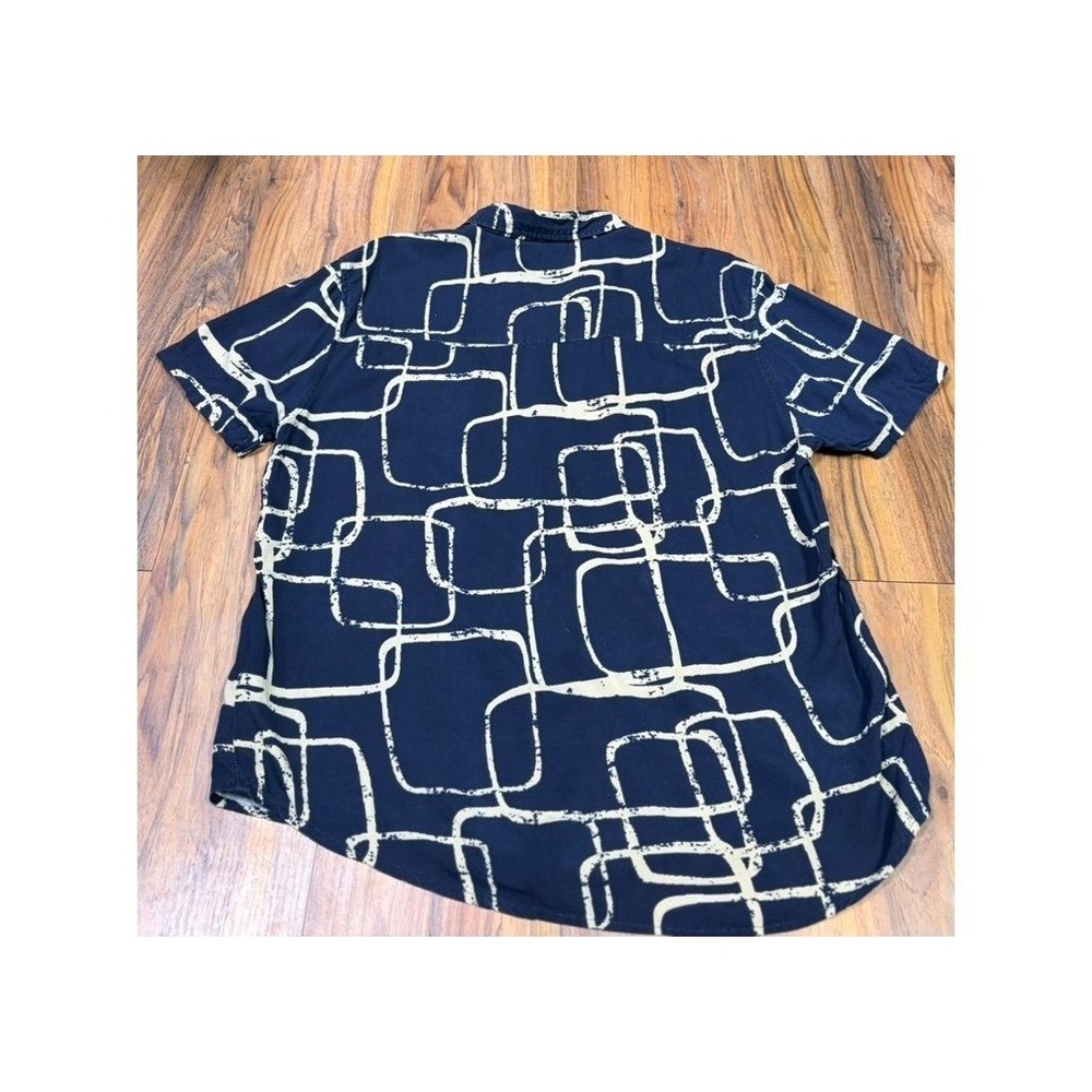 Soul Star England Mens L Geometric Rayon Shirt Euro Summer Resort Retro - Picture 4 of 10